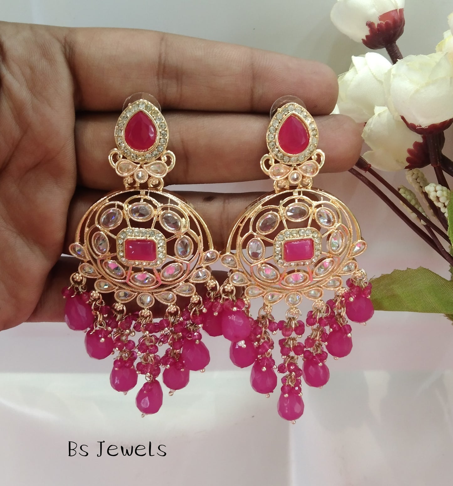 Majenta Samara Bollywood Earrings