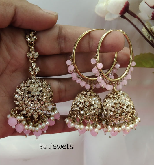 Pink Bali Jhumka Arsh Bollywood Earrings