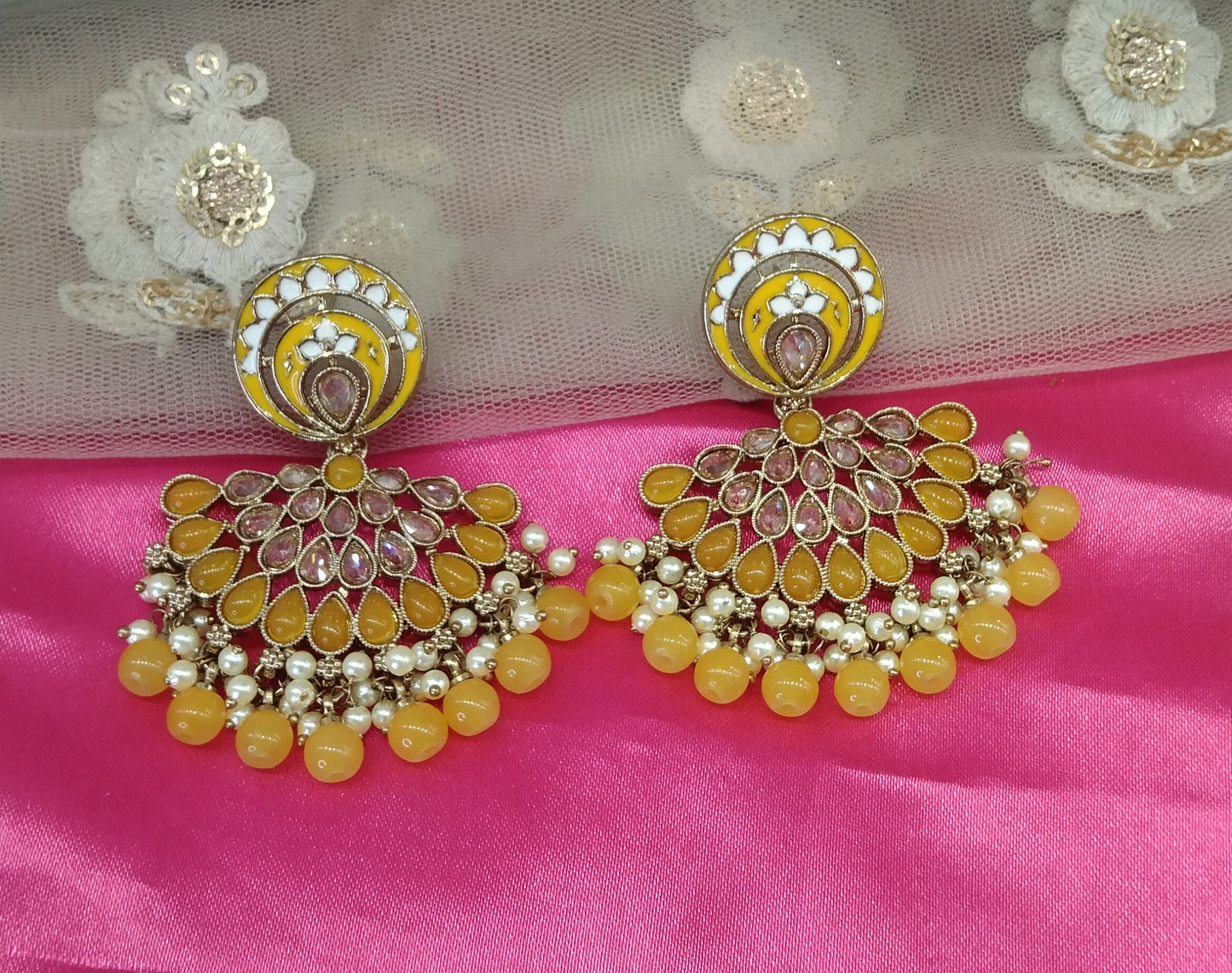 Yellow Veni Bollywood Earrings