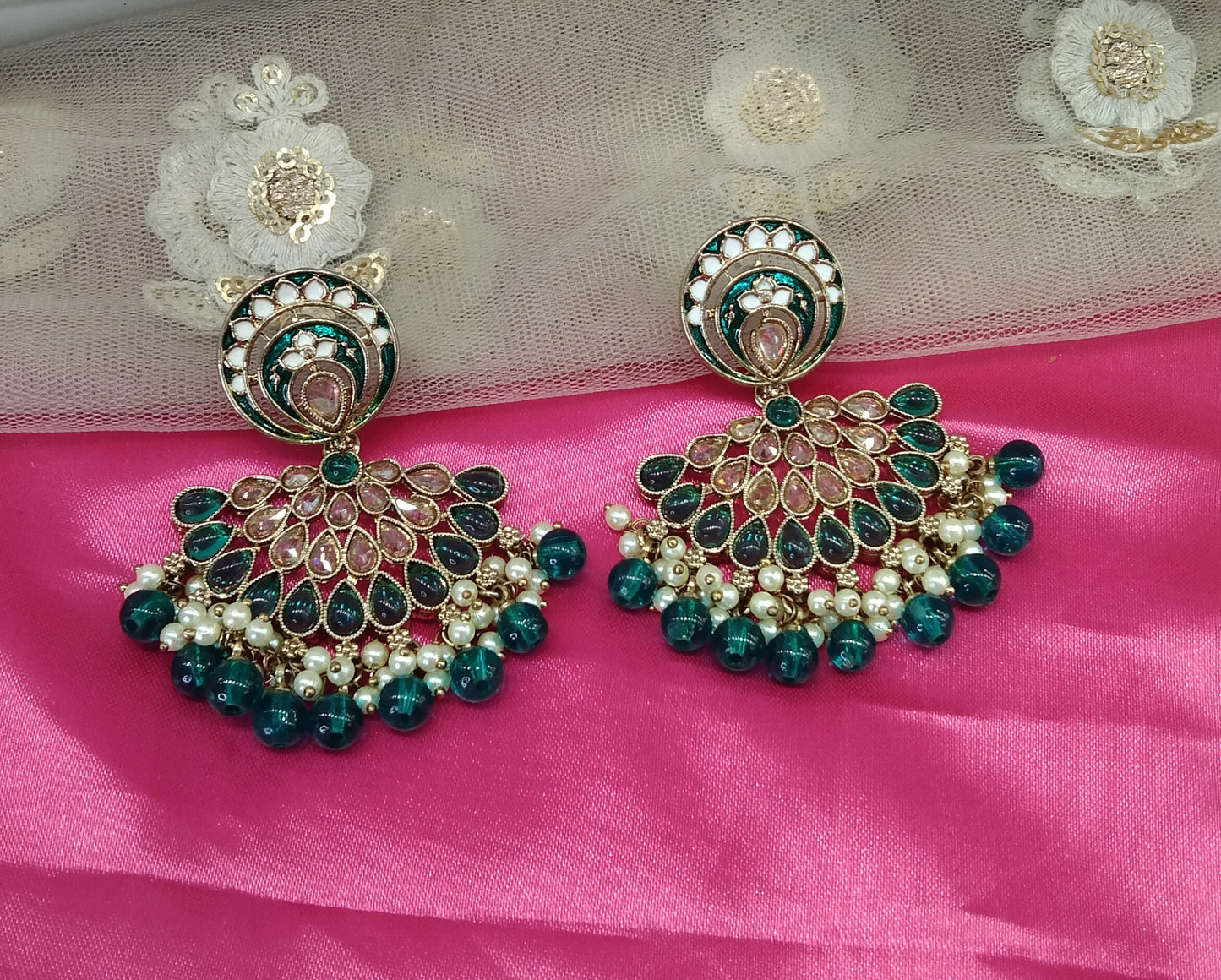 Rama Green Veni Bollywood Earrings