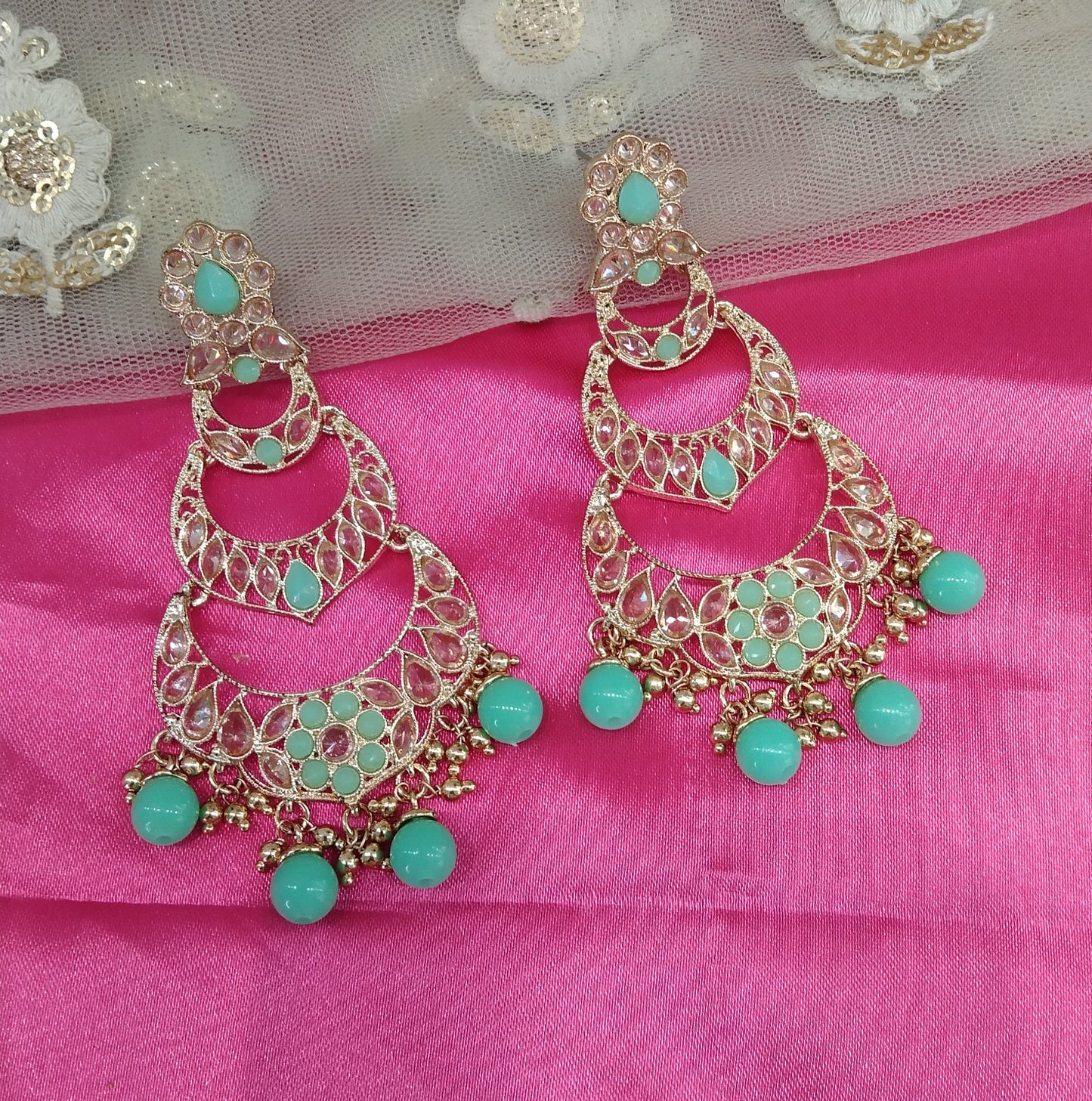 Mint Moon Bollywood Earrings