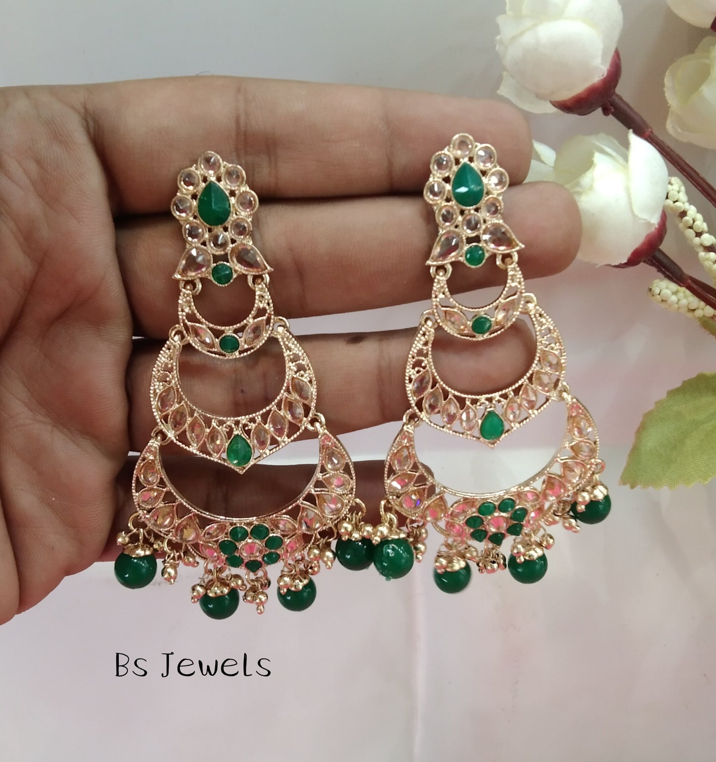 Green Moon Bollywood Earrings
