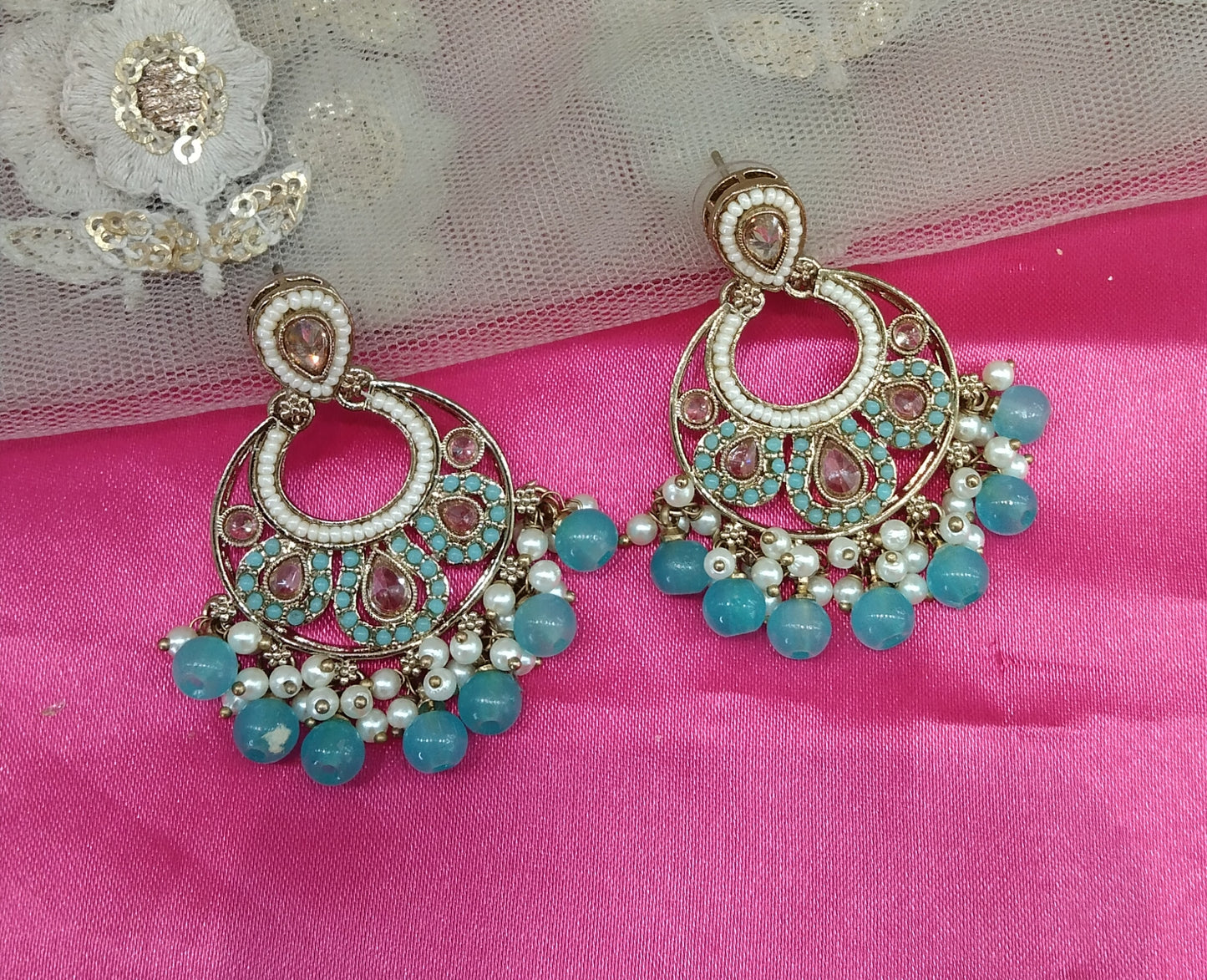 Sky Blue Switi Bollywood Earrings