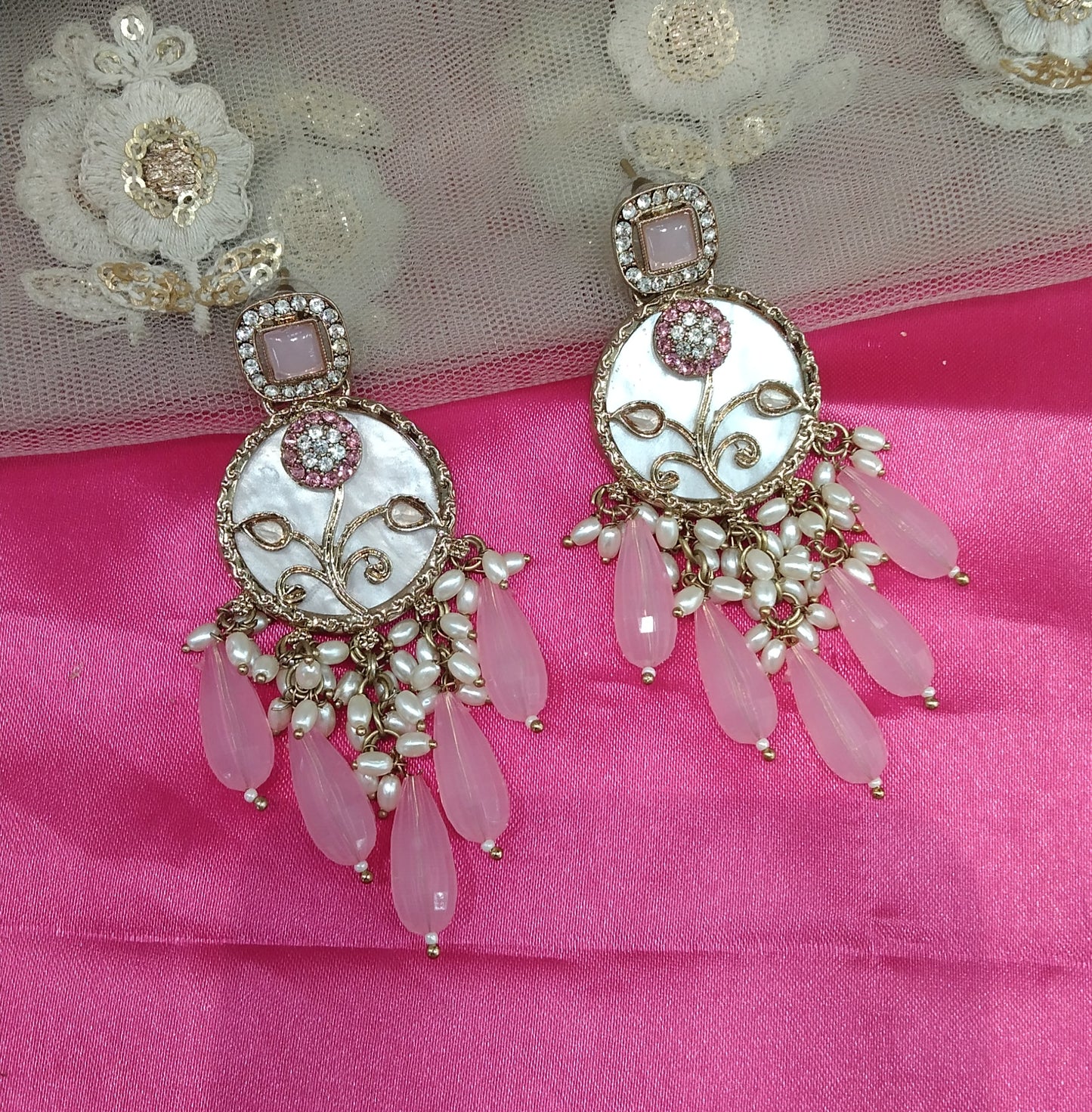 Pink Hira Bollywood Earrings