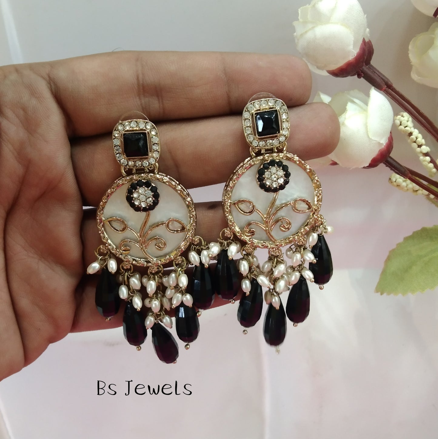 Black Hira Bollywood Earrings