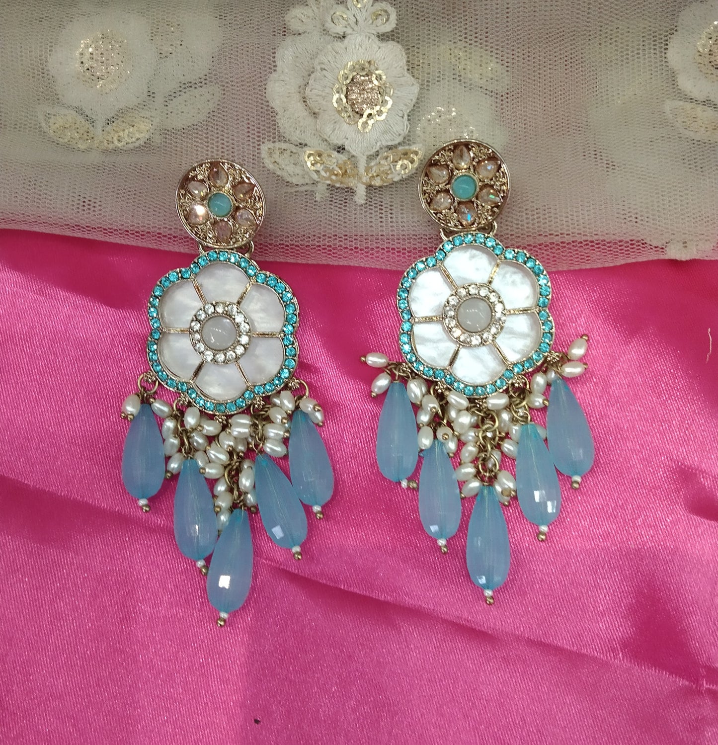 Sky Blue Sital Bollywood Earrings