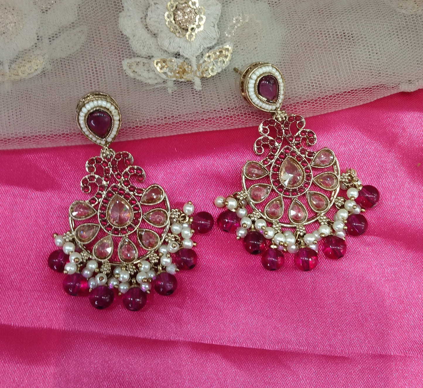 Purple champagne Gold Raj Bollywood Earrings