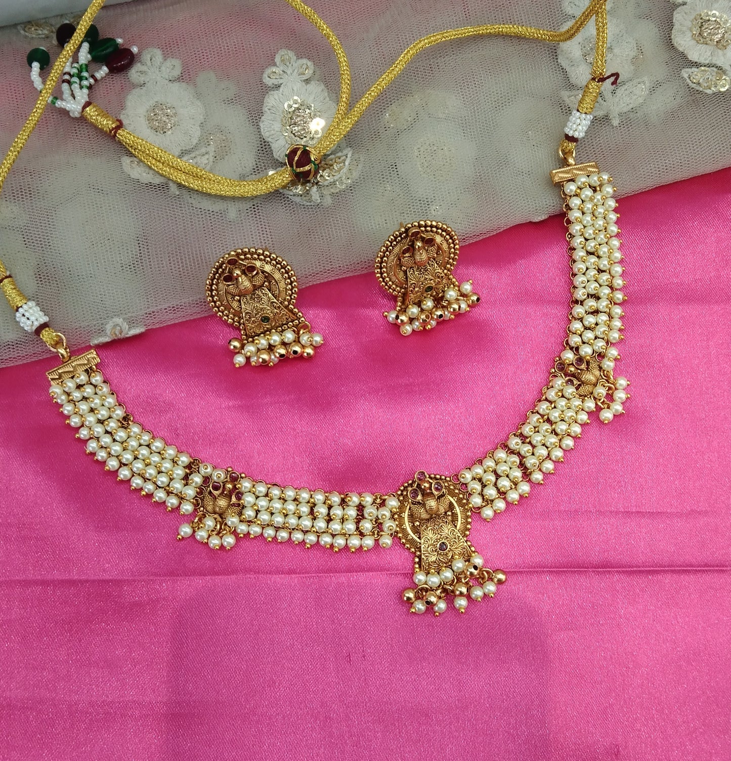 Gold Ruby Polki Necklace Jewellery Amira Set