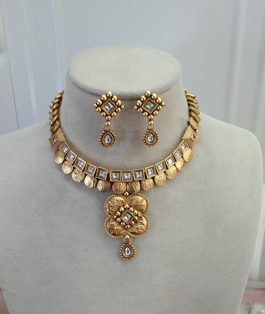 Gold Polki kundan Necklace Jewelry Brazil Set