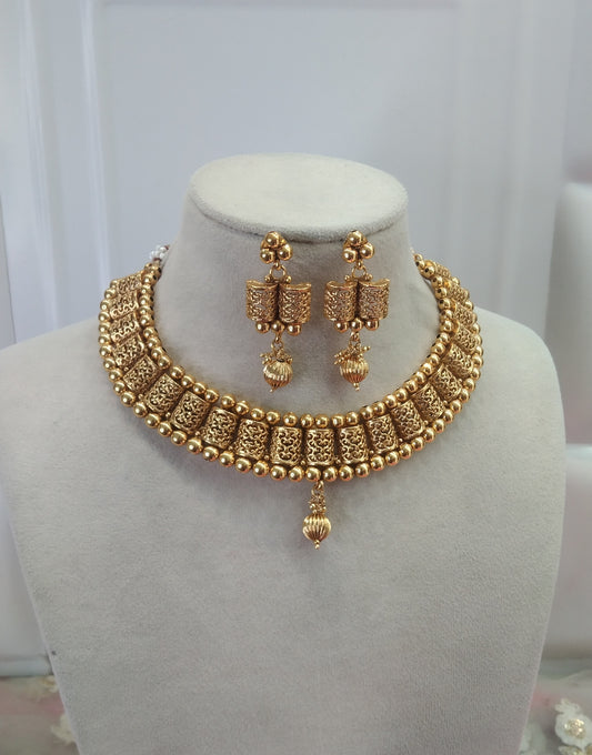 Gold Polki  Necklace Jewelry Ferry Set