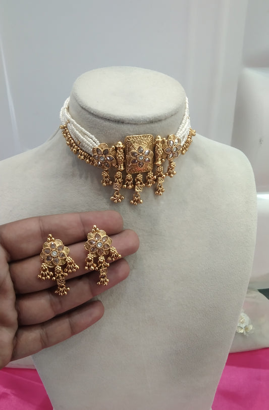 Gold polki  Choker Jewellery Rishi Set