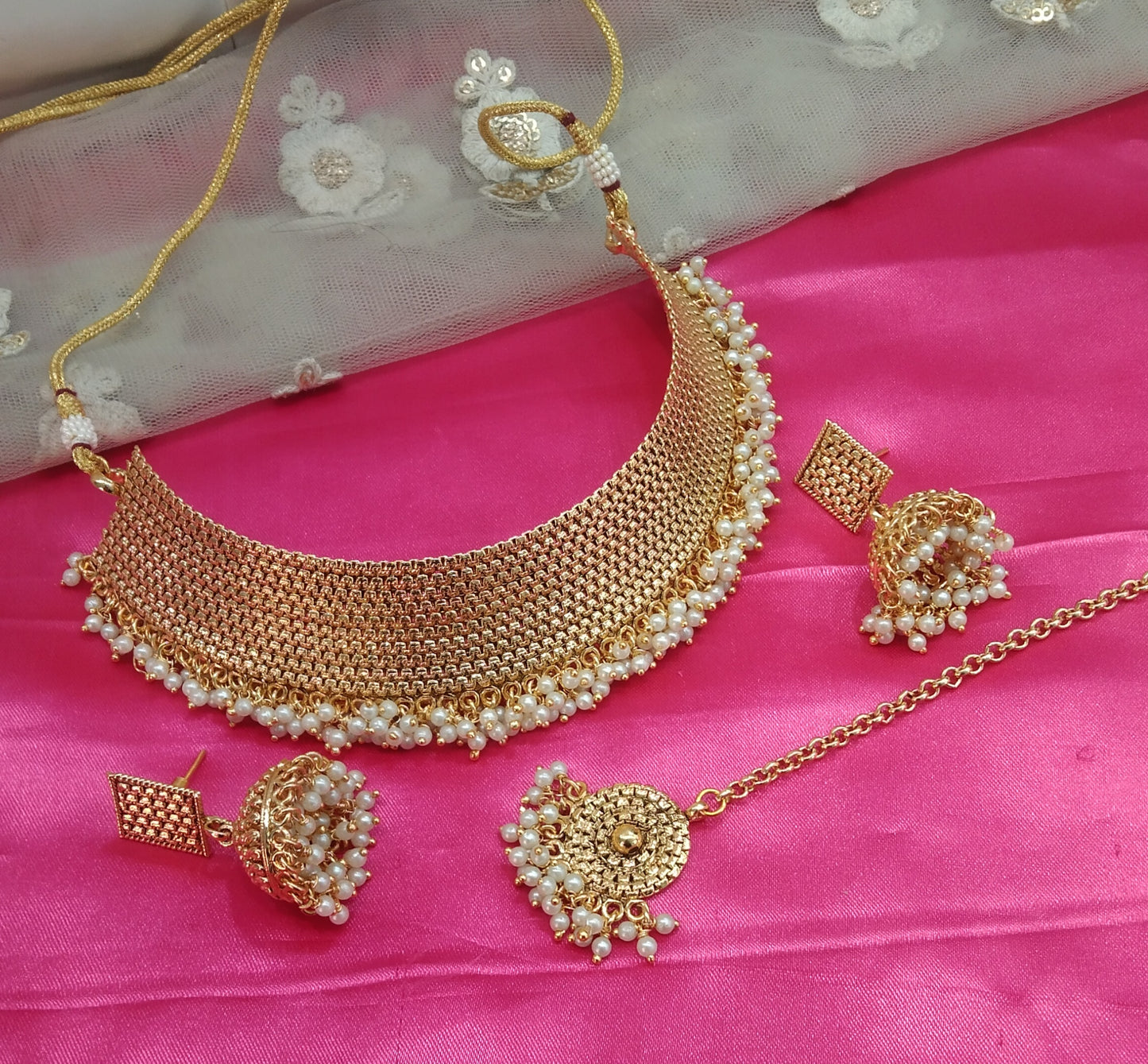 Gold Polki Jhumka Choker Jewellery Beams Set