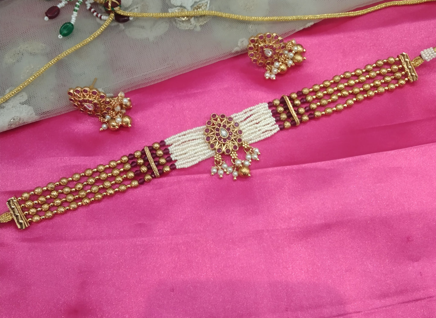Gold Ruby Polki Choker Jewellery Komal Set