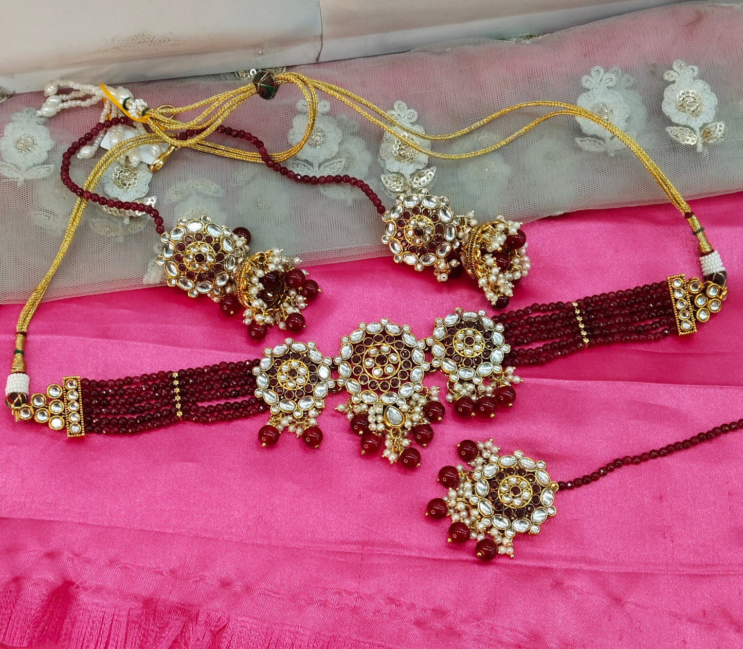 Ruby Jhumka Kundan Choker Jewellery Most Set