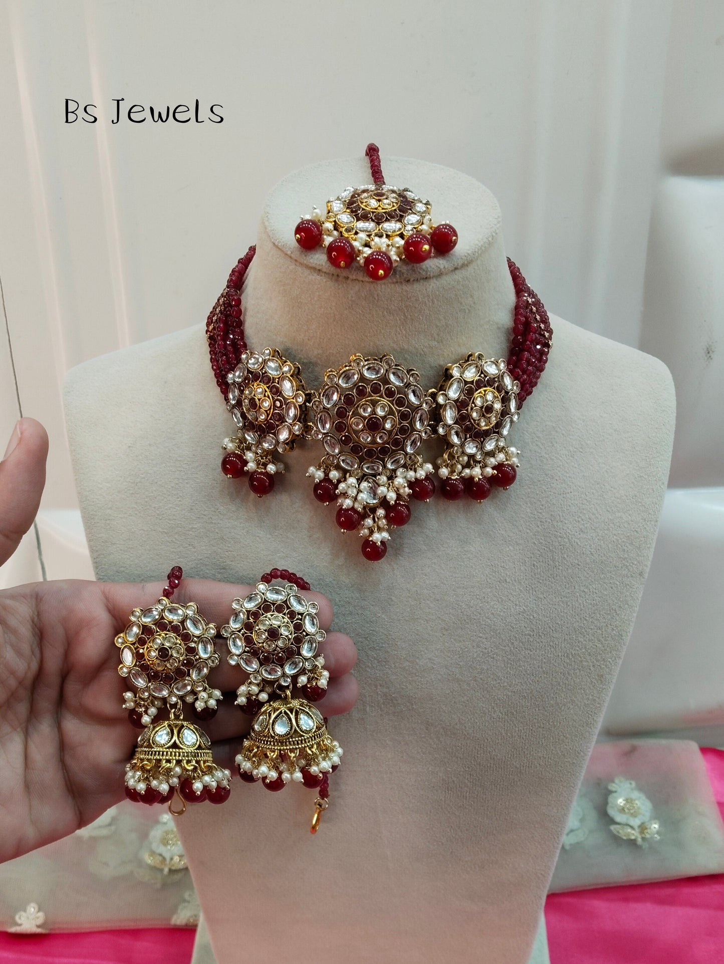 Ruby Jhumka Kundan Choker Jewellery Most Set