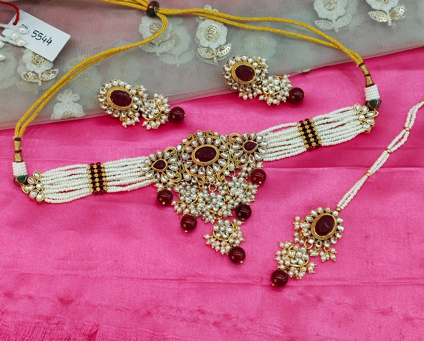 Maroon Kundan Choker Jewellery Heena Set