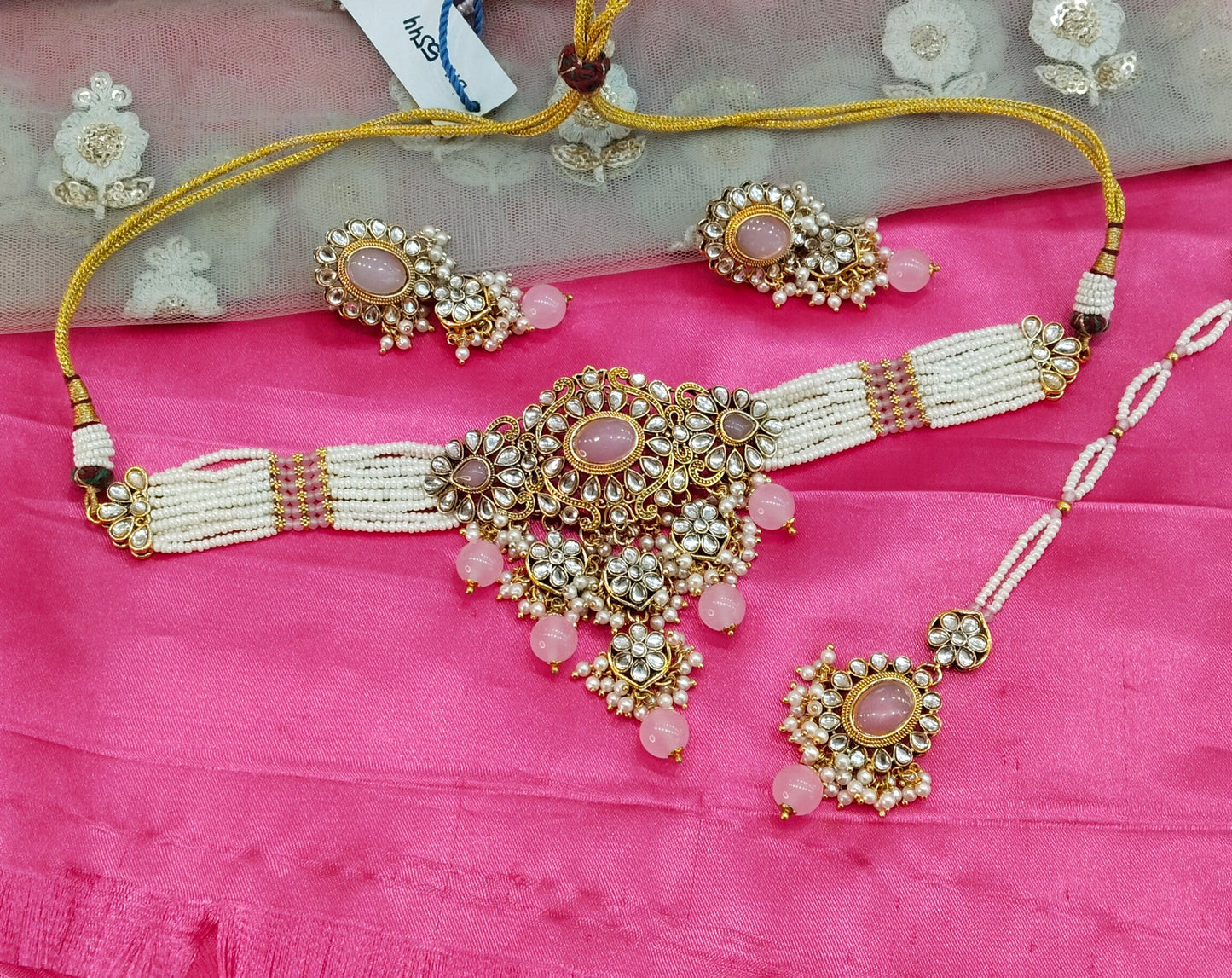 Pink Kundan Choker Jewellery Heena Set