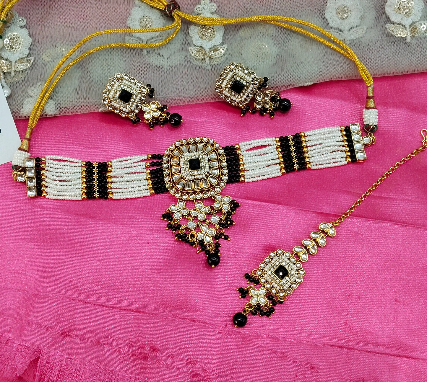 Black Kundan Choker Jewellery Priya Set