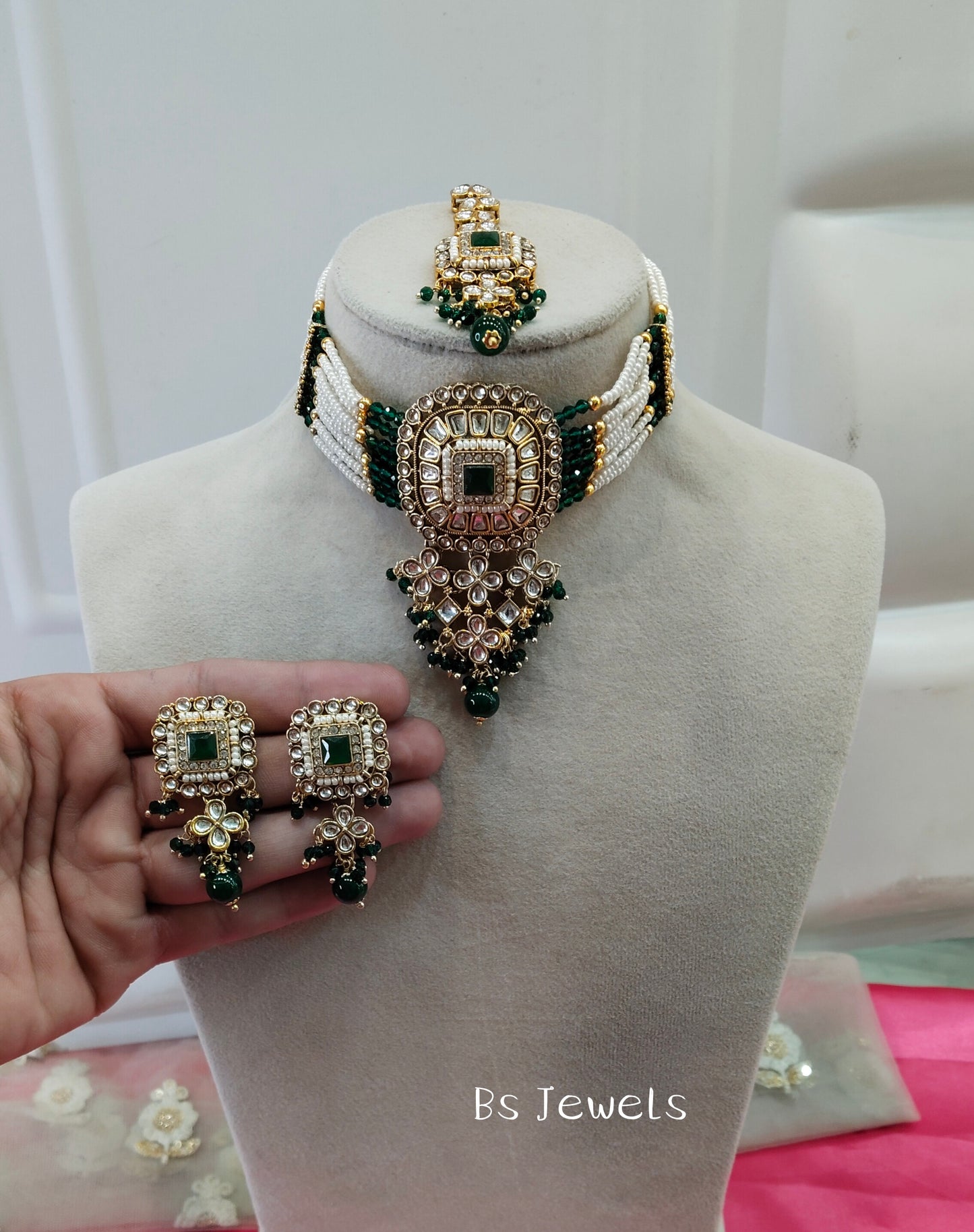 Green Kundan Choker Jewellery Priya Set