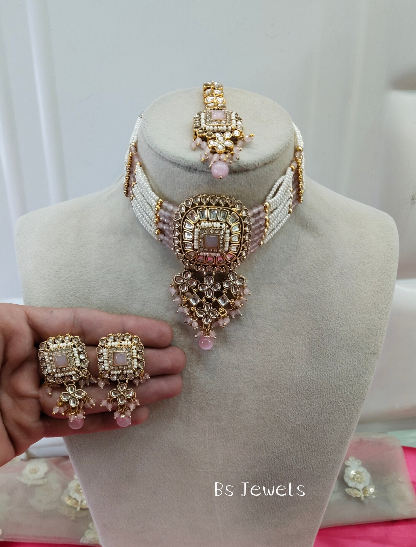 Pink Kundan Choker Jewellery Priya Set
