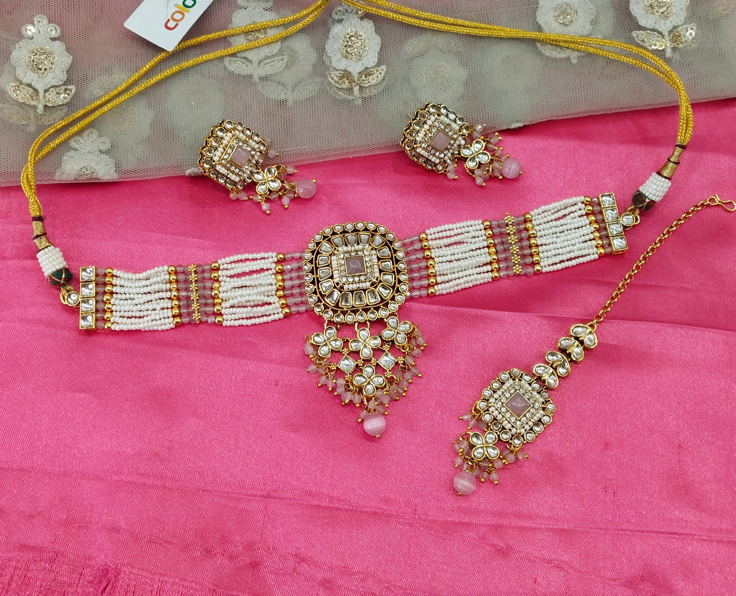Pink Kundan Choker Jewellery Priya Set
