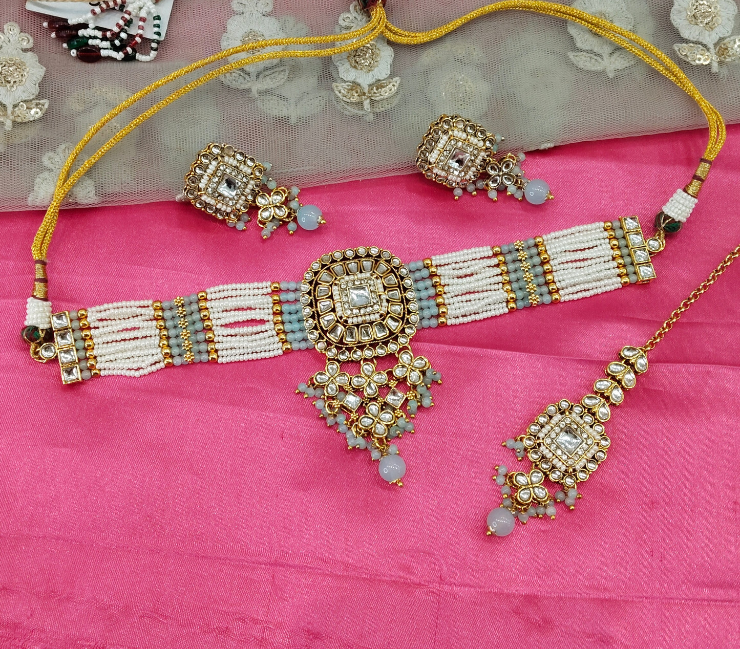 Sea Green Kundan Choker Jewellery Priya Set