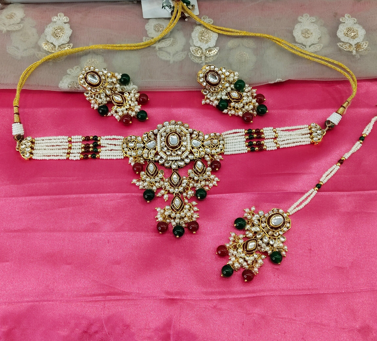 Maroon Green Kundan Choker Jewellery Ciylo Set