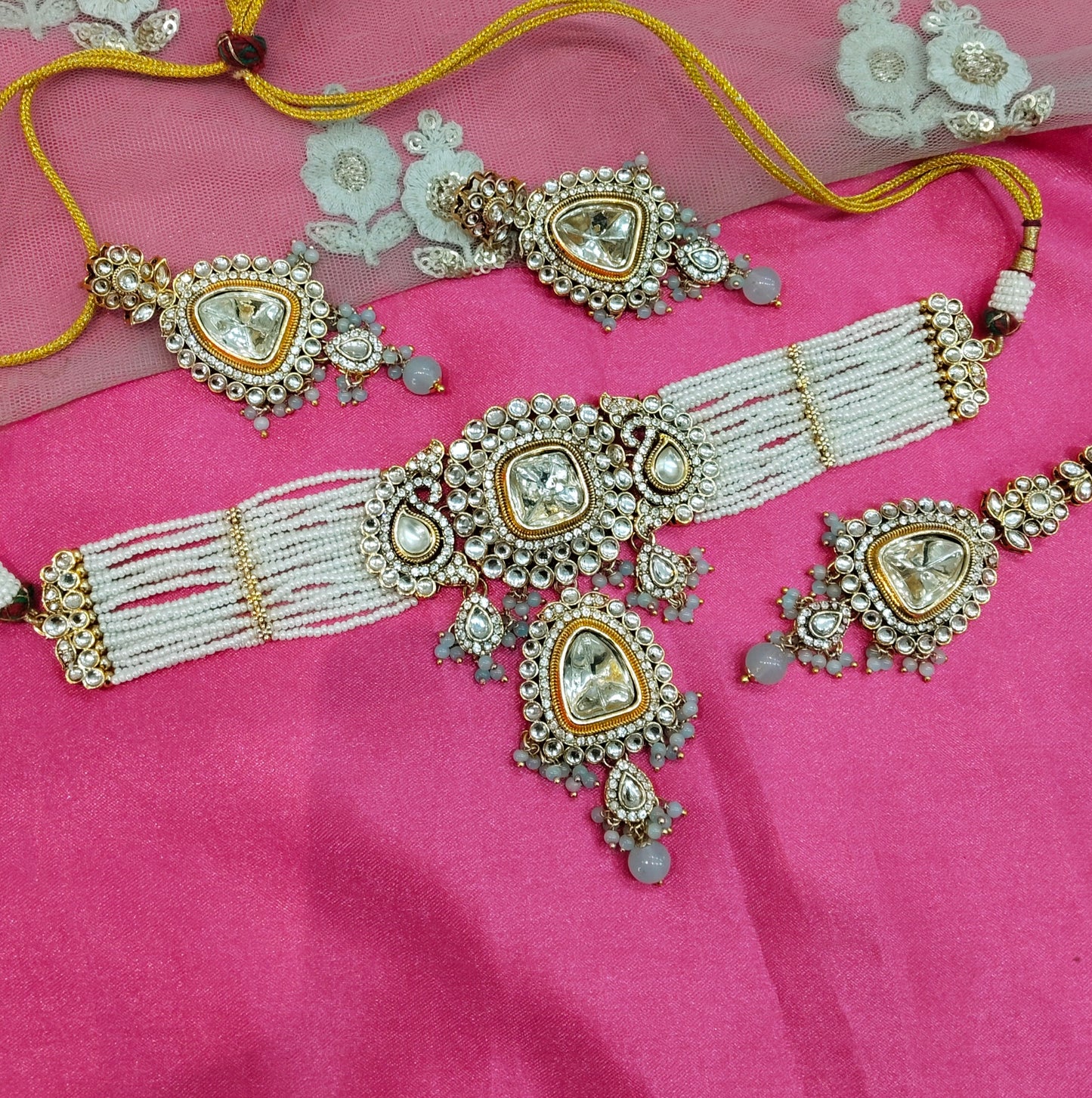 Sea Green Kundan Choker Jewellery Meet Set