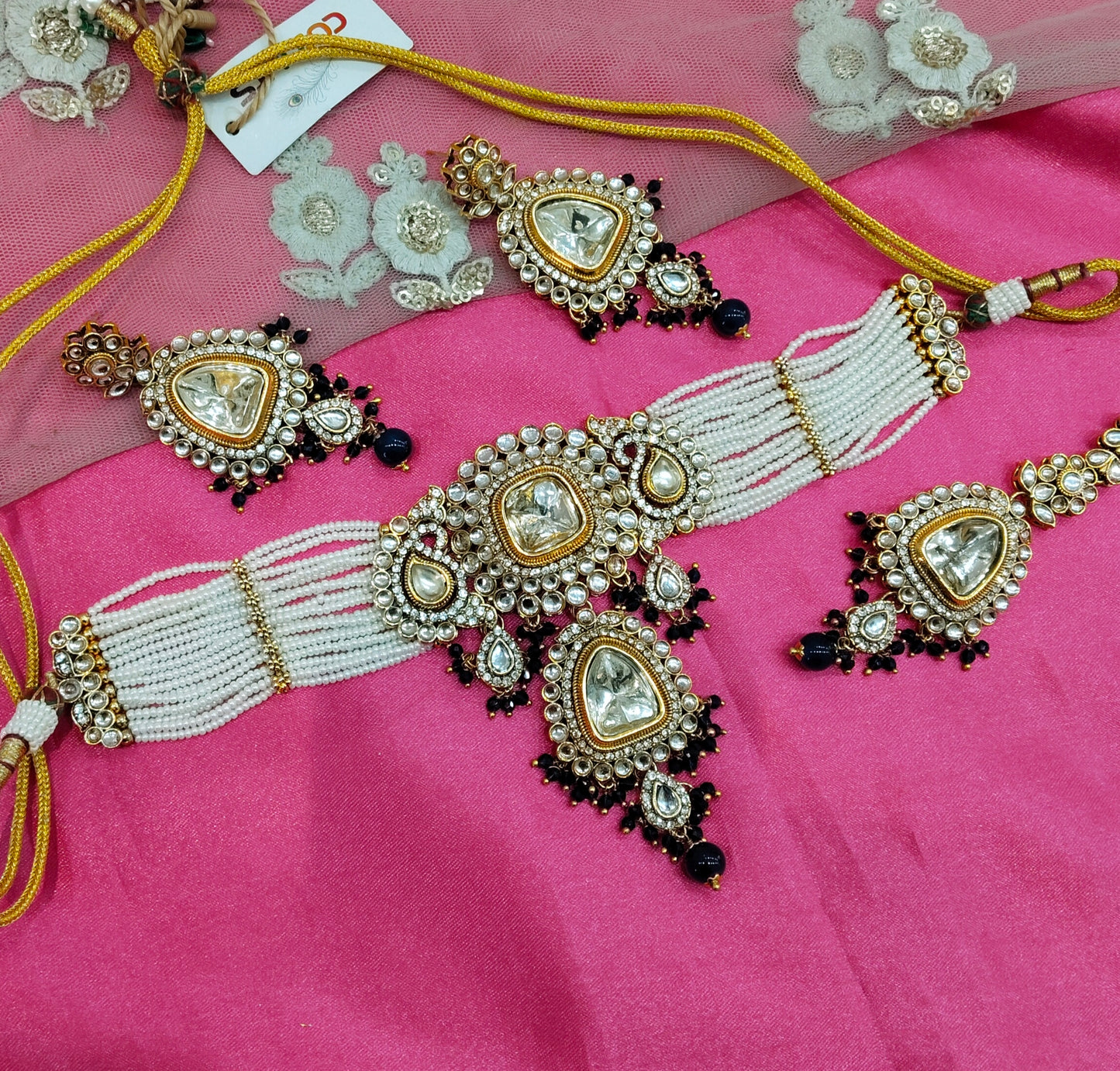 Blue Kundan Choker Jewellery Meet Set