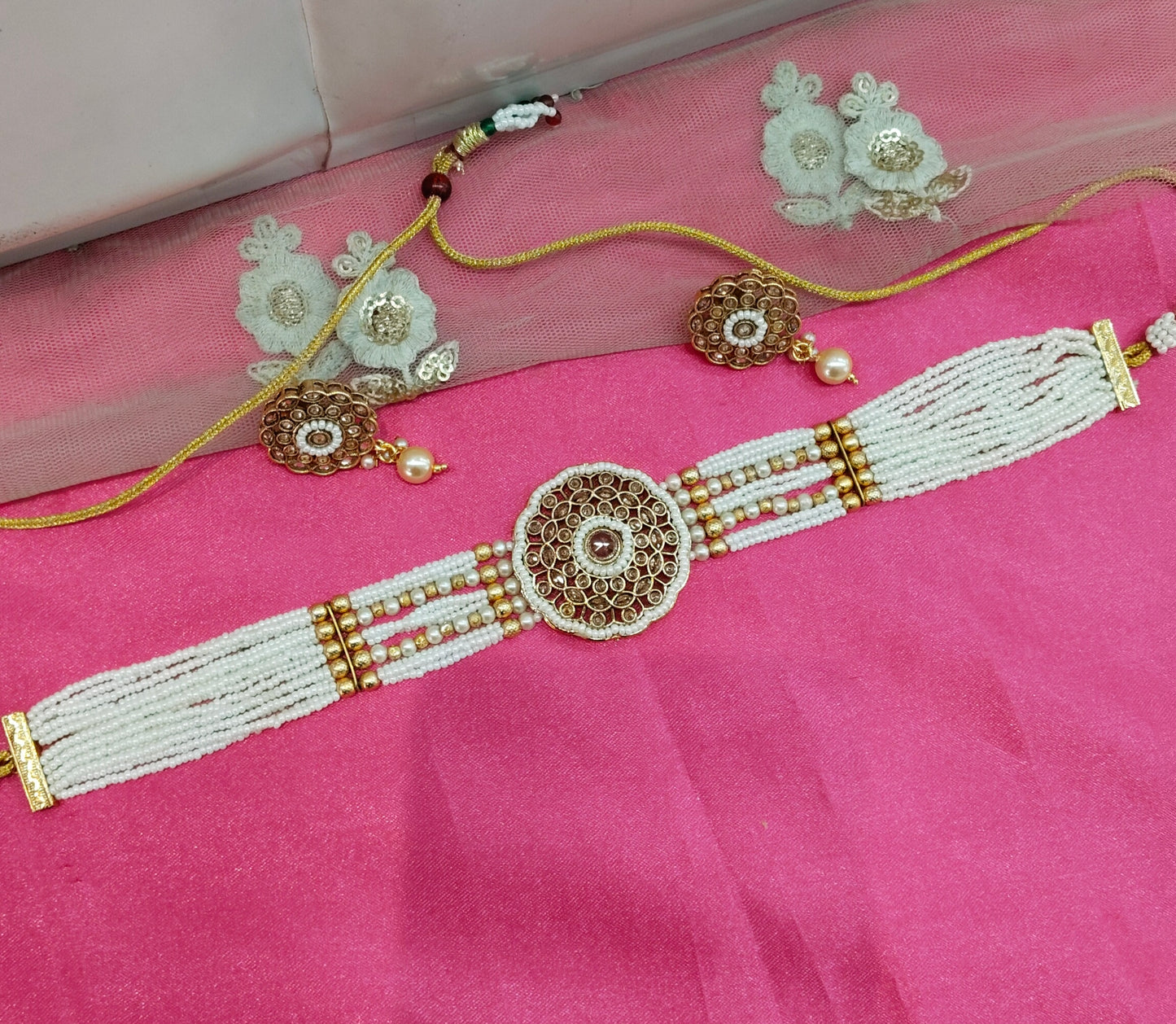 Gold Polki Choker Jewellery Surrey Set