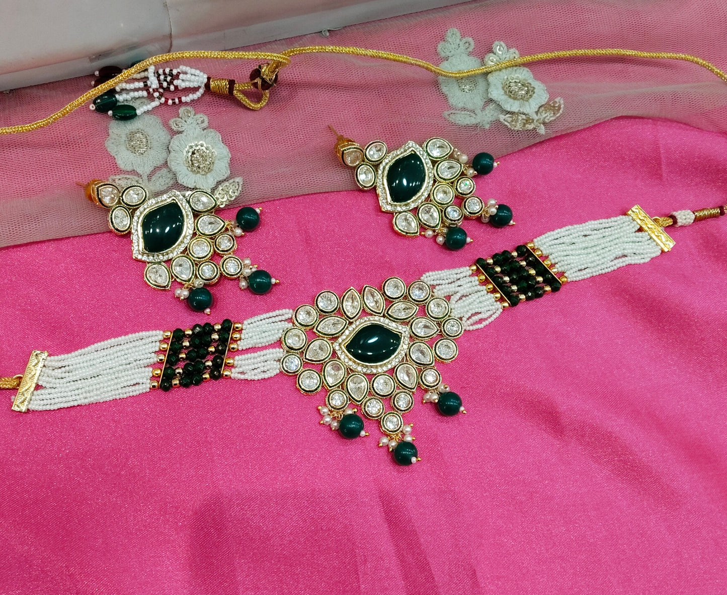 Green Kundan Choker Jewellery Swaziland Set