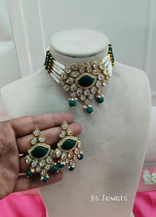 Green Kundan Choker Jewellery Swaziland Set