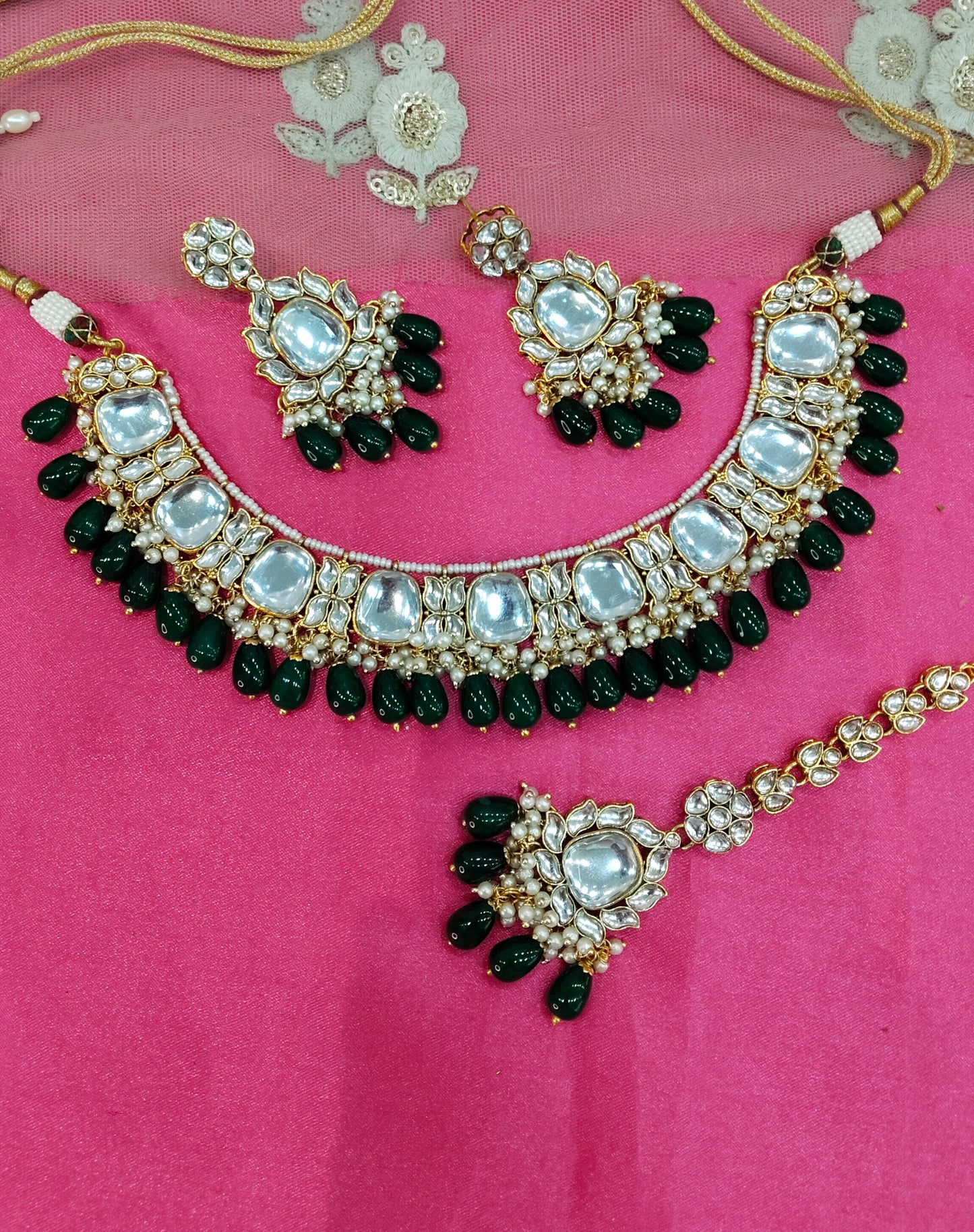 Green Kundan Choker Jewellery  Jones Set
