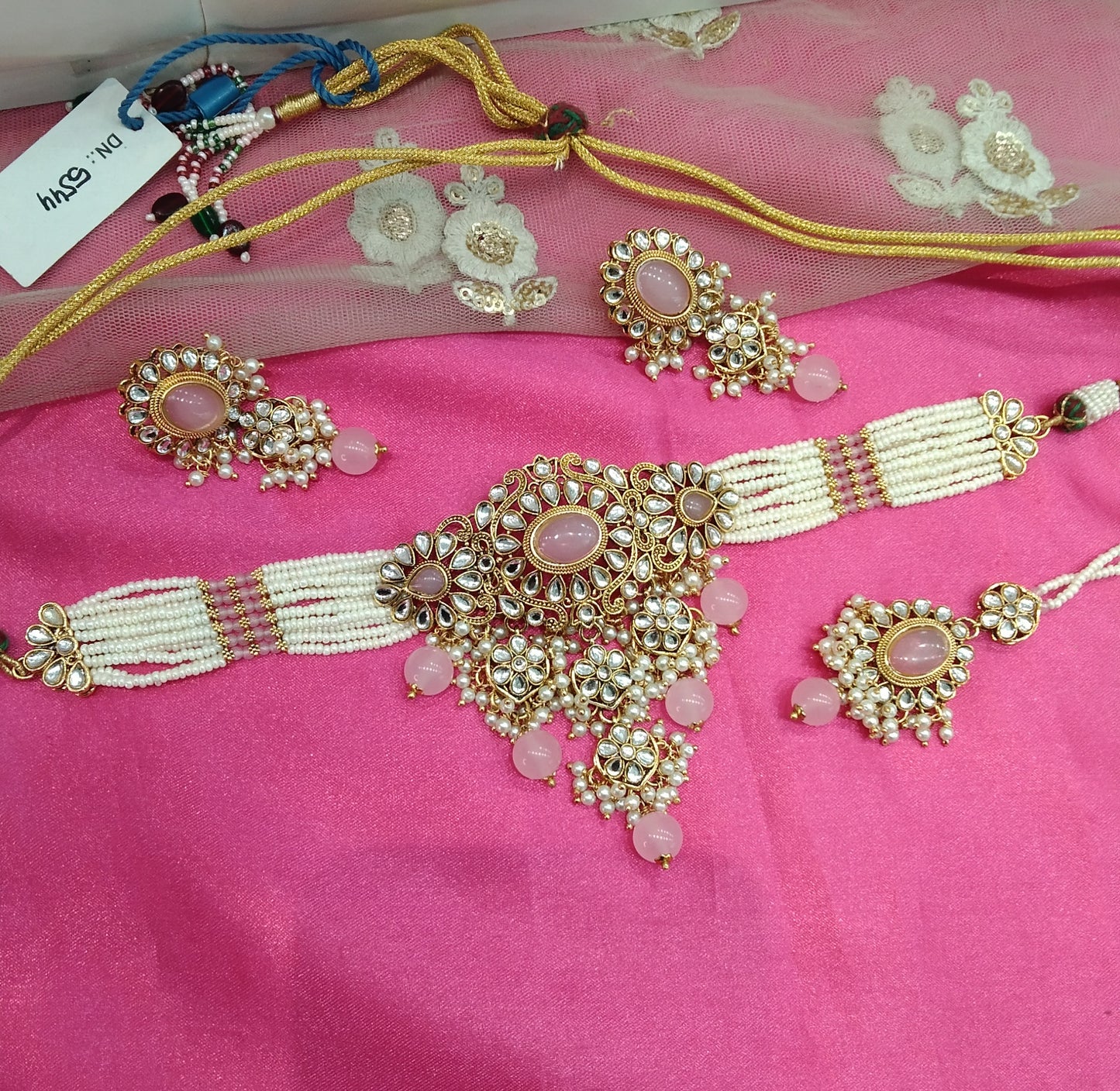 Pink Kundan Choker Jewellery Heena Set