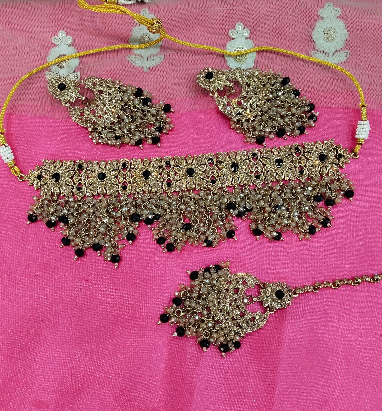 Blue Crystal Stone Choker Jewellery Siraj Set