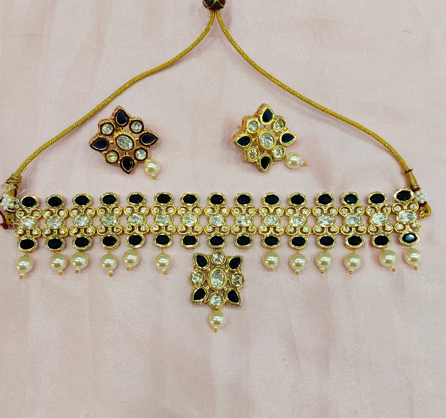 Blue Uncut Kundan Choker Jewellery Poonam Set