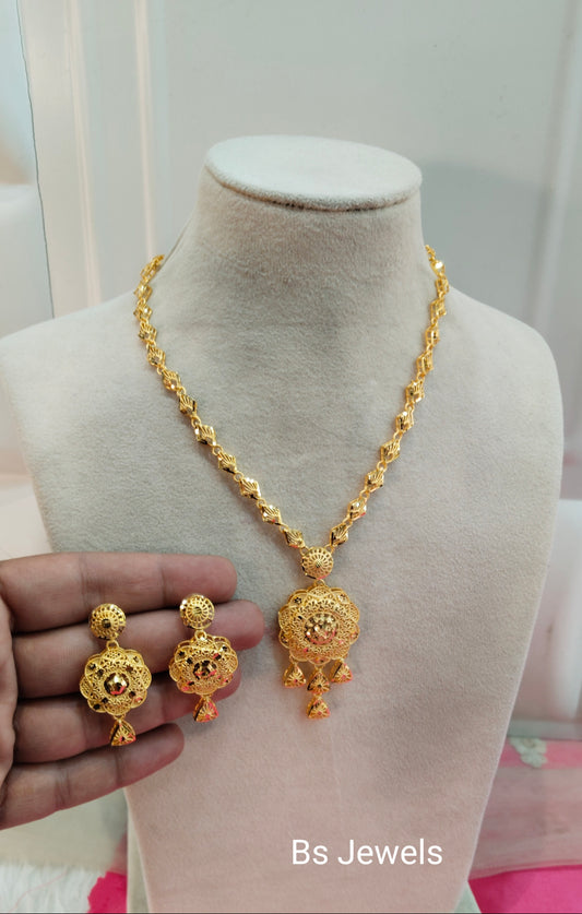 1 gram gold finish forming jewelry Necklace gline set