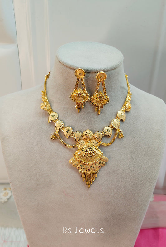 1 gram gold finish forming jewelry Necklace gline set