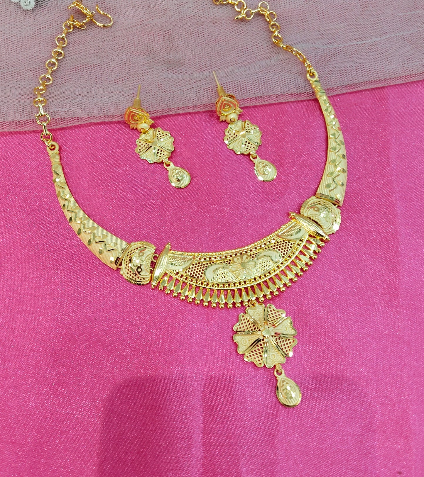 1 gram gold finish forming jewelry Necklace gline set