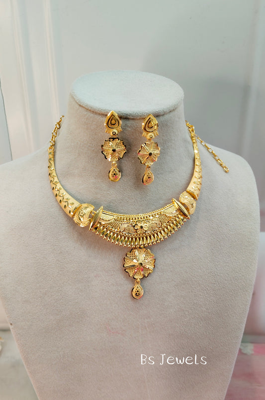 1 gram gold finish forming jewelry Necklace gline set