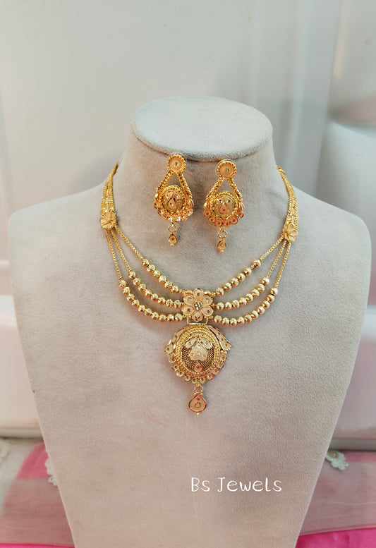 1 gram gold finish forming jewelry Necklace gline set