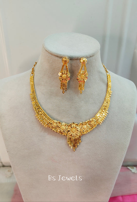 1 gram gold finish forming jewelry Necklace gline set