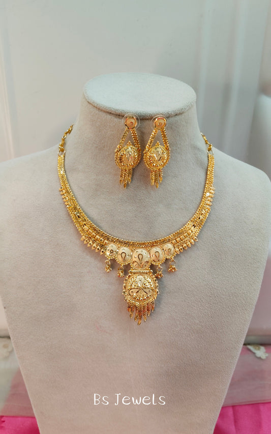 1 gram gold finish forming jewelry Necklace gline set