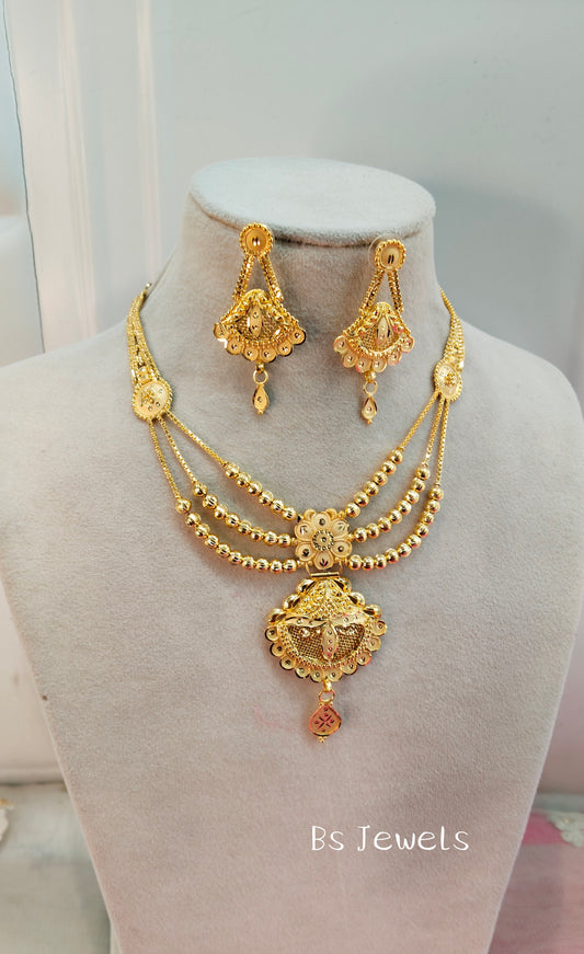 1 gram gold finish forming jewelry Necklace gline set