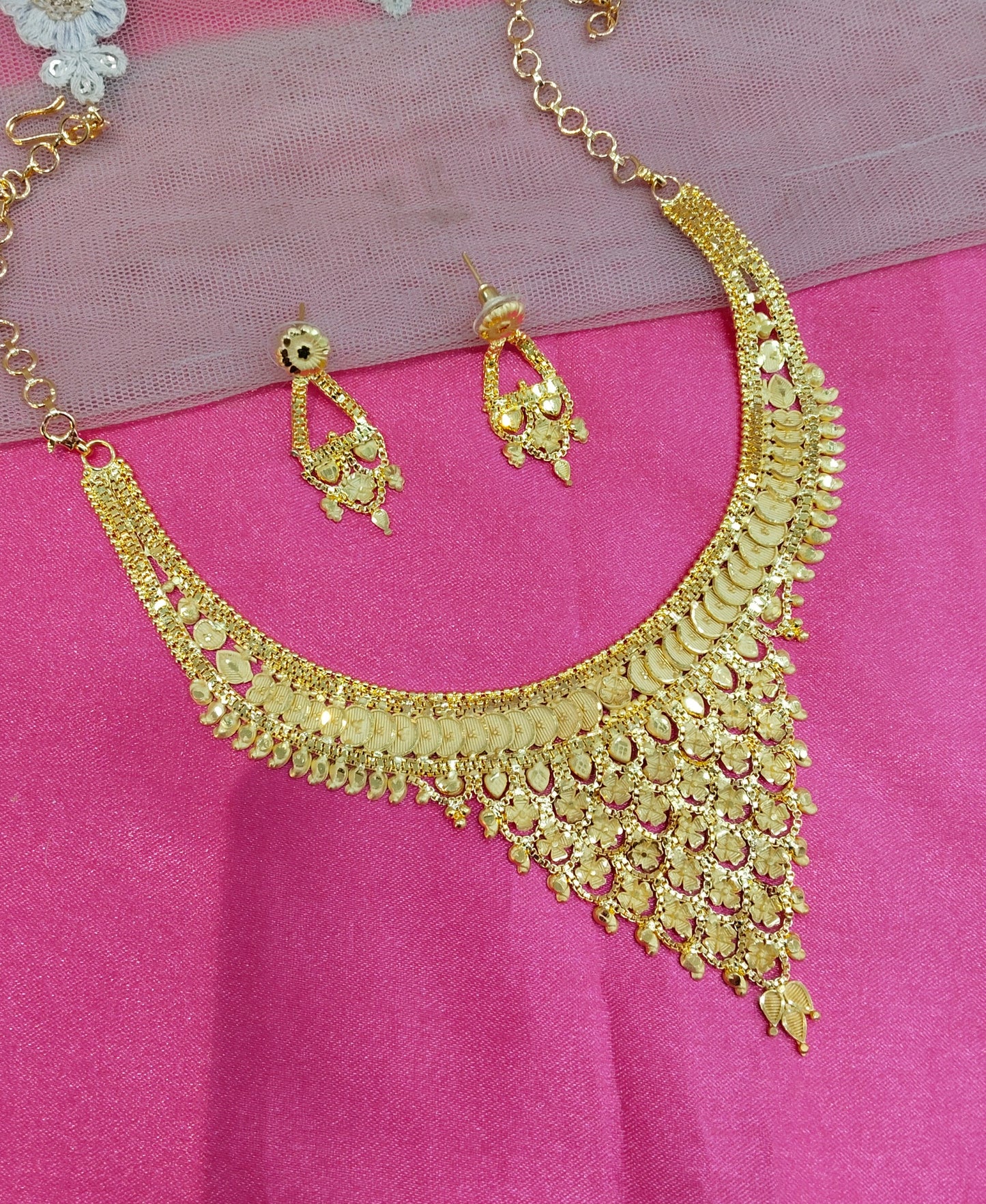 1 gram gold finish forming jewelry Necklace gline set