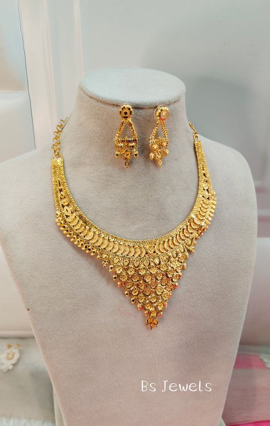 1 gram gold finish forming jewelry Necklace gline set