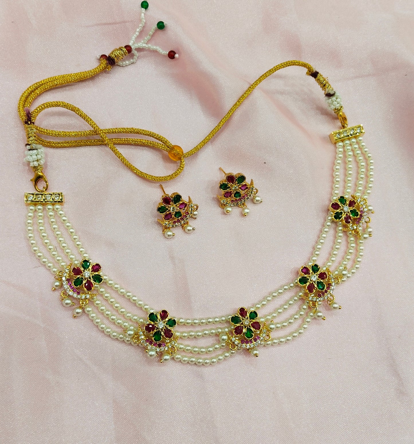 Ruby Green AD Necklace Jewellery Gline Set