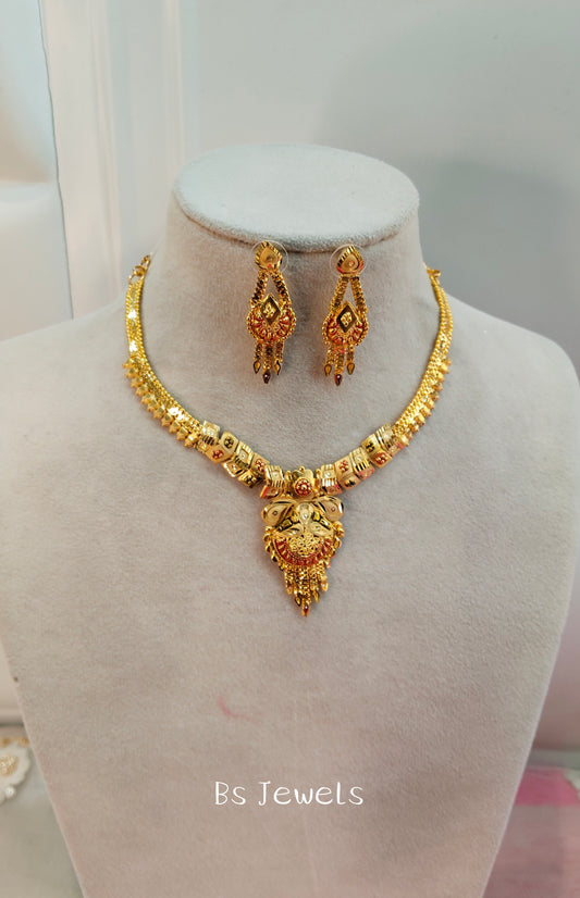 1 gram gold finish forming jewelry Necklace gline set