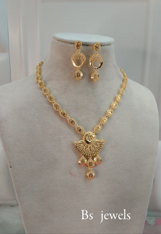 1 gram gold finish forming jewelry Necklace gline set