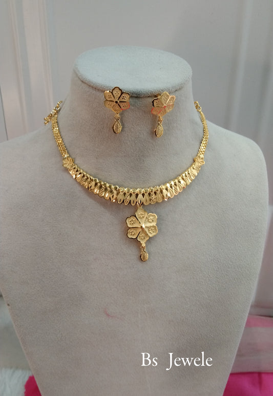 1 gram gold finish forming jewelry Necklace gline set